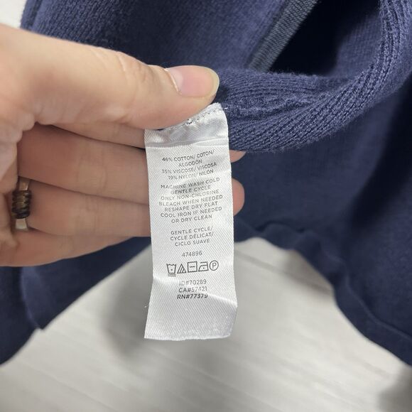 Ann Taylor womens blue long sleeve cardigan size medium pockets cotton viscose - Picture 3 of 5